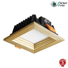 APLED - Χωνευτό φωτιστικό οροφής LED SQUARE WOODLINE LED/6W/230V 3000K 12x12 cm μασίφ ξύλο πεύκο