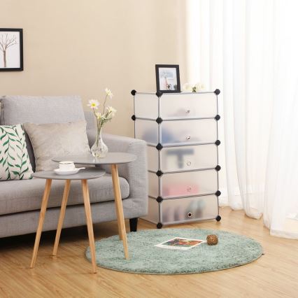 Αρθρωτή ραφιέρα με συρτάρια BOXIFY, λευκή