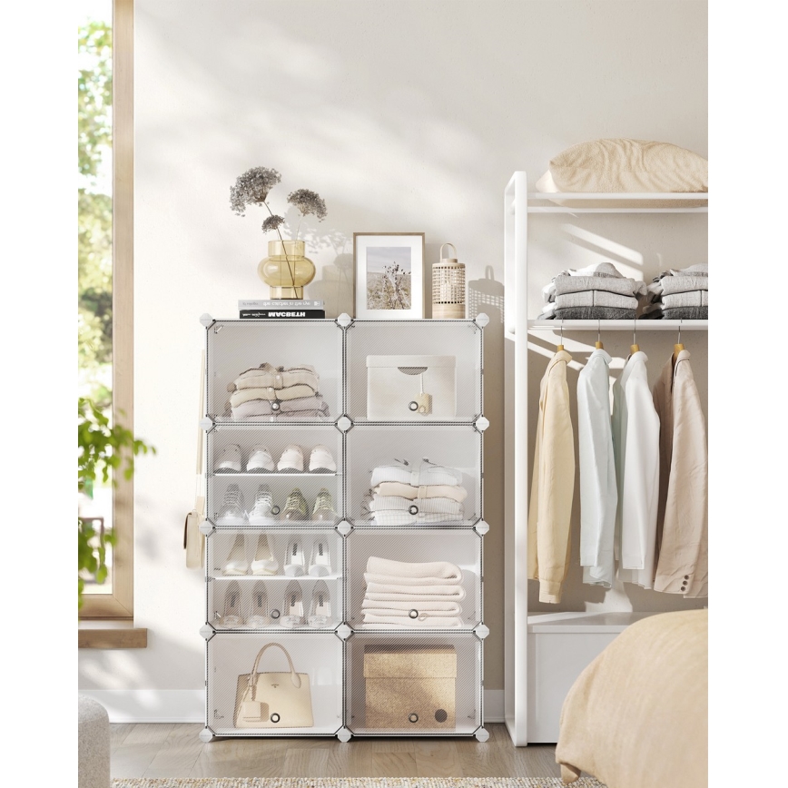 Αρθρωτή ραφιέρα με διαμερίσματα BOXIFY, λευκή