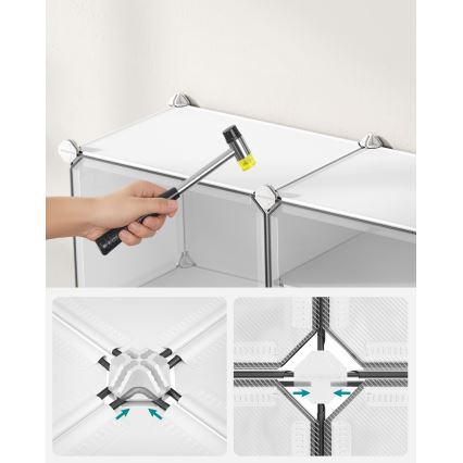 Αρθρωτή ραφιέρα με διαμερίσματα BOXIFY, λευκή