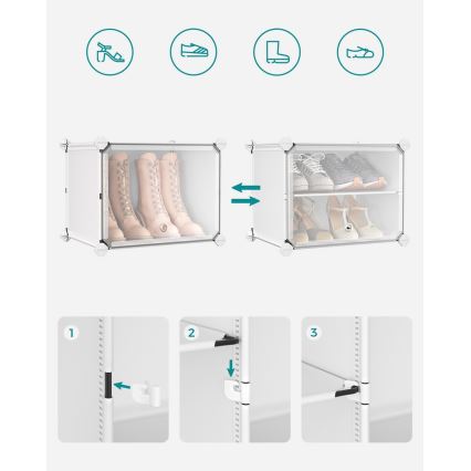 Αρθρωτή ραφιέρα με διαμερίσματα BOXIFY, λευκή