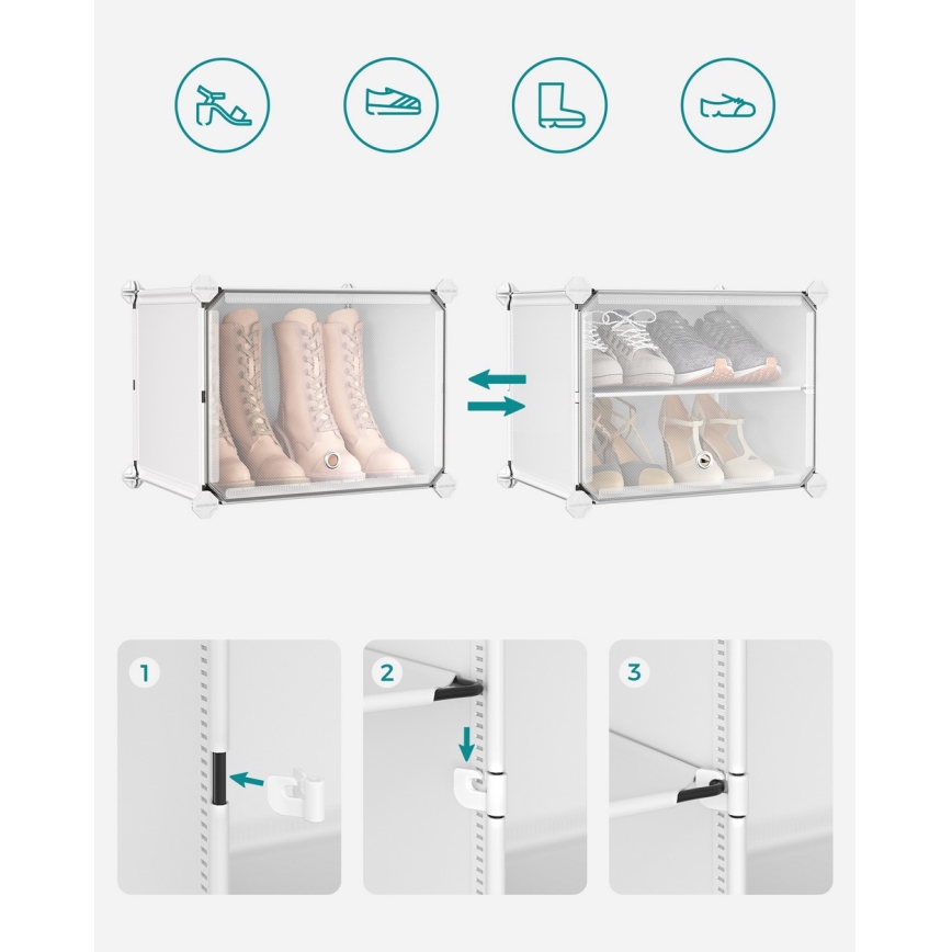 Αρθρωτή ραφιέρα με διαμερίσματα BOXIFY, λευκή