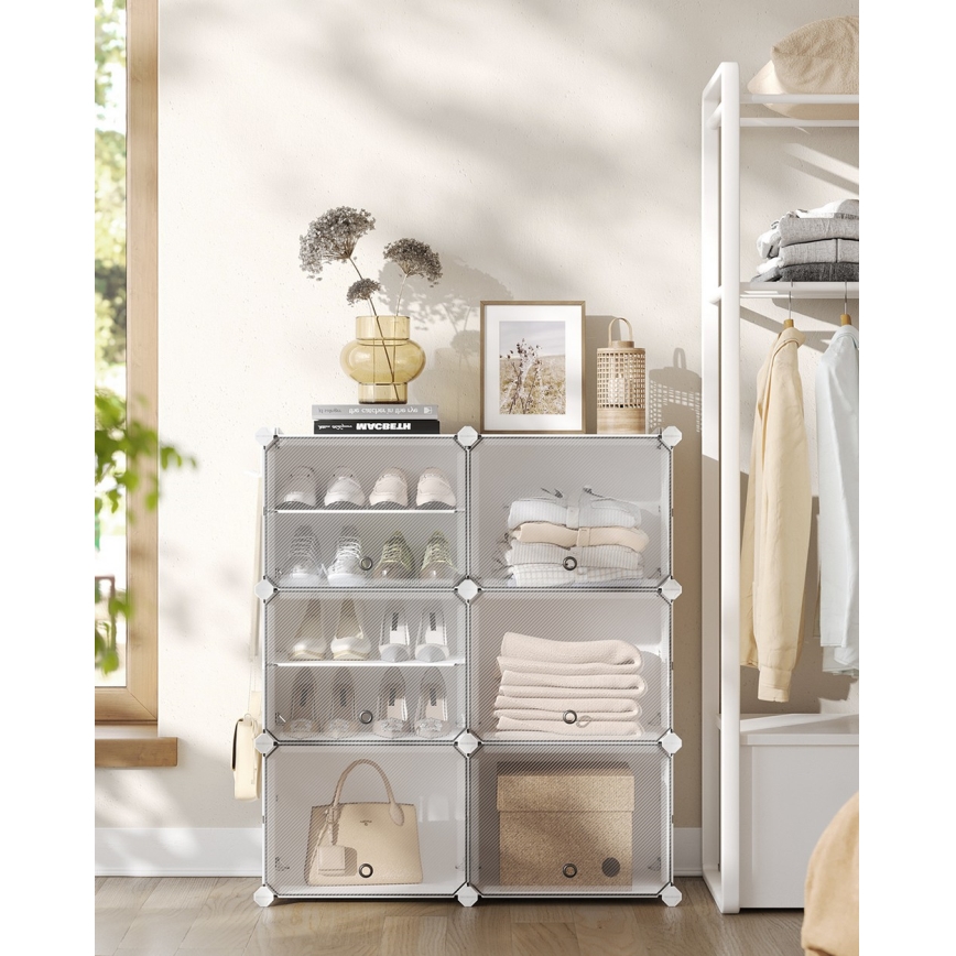 Αρθρωτή ραφιέρα με θήκες BOXIFY, λευκή