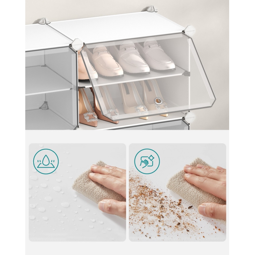 Αρθρωτή ραφιέρα με θήκες BOXIFY, λευκή