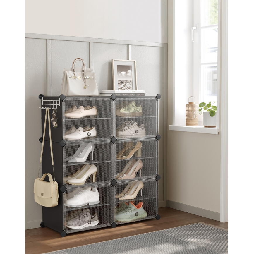 Αρθρωτή ραφιέρα με θήκες BOXIFY, μαύρη