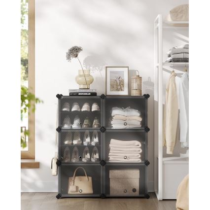 Αρθρωτή ραφιέρα με θήκες BOXIFY, μαύρη