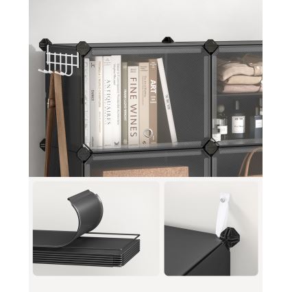 Αρθρωτή ραφιέρα με θήκες BOXIFY, μαύρη