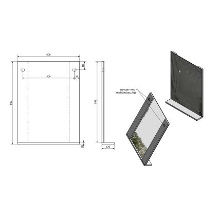 Aqualine - Καθρέφτης BETA 60x80 cm λευκός