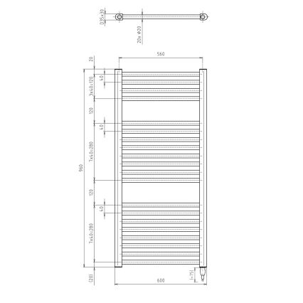 Aqualine - Ηλεκτρική πετσετοκρεμάστρα μπάνιου DIRECT-E 400W 96x60 cm λευκή