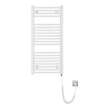 Aqualine - Ηλεκτρική πετσετοκρεμάστρα μπάνιου ORBIT-E, 300 W, 96 x 45 εκ., λευκή, στρογγυλή