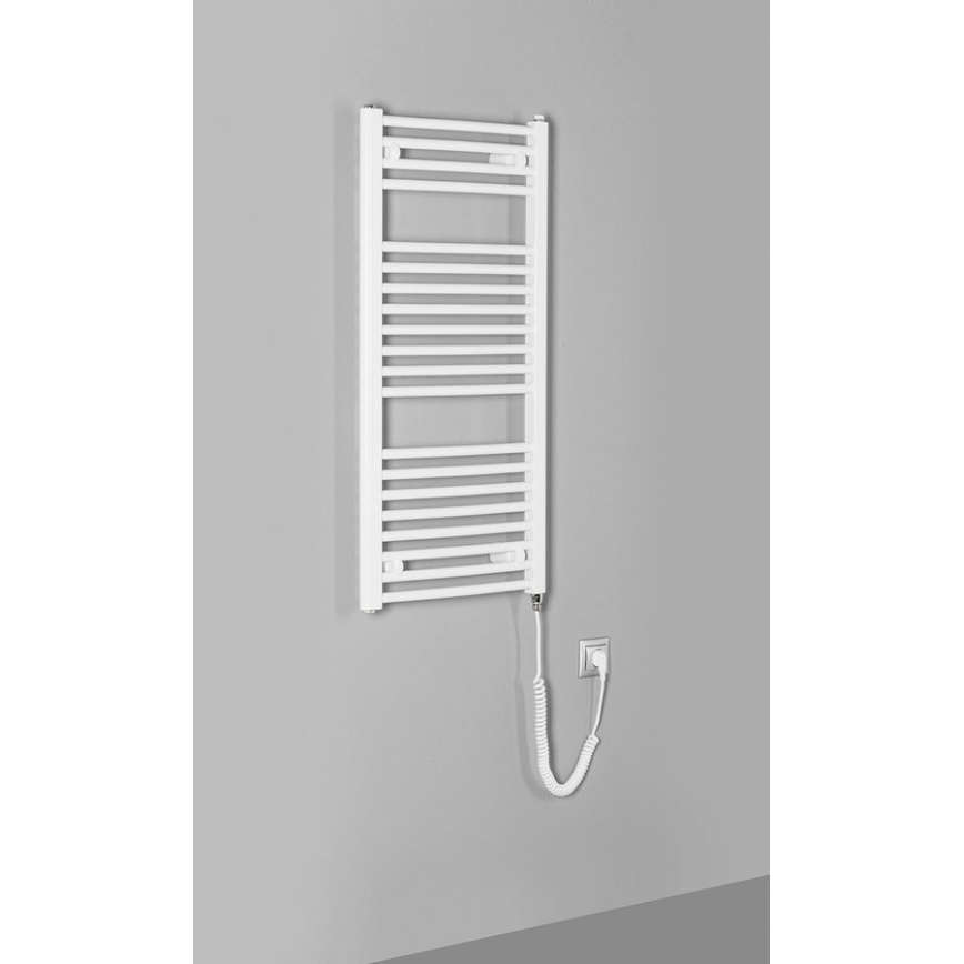 Aqualine - Ηλεκτρική πετσετοκρεμάστρα μπάνιου ORBIT-E, 300 W, 96 x 45 εκ., λευκή, στρογγυλή