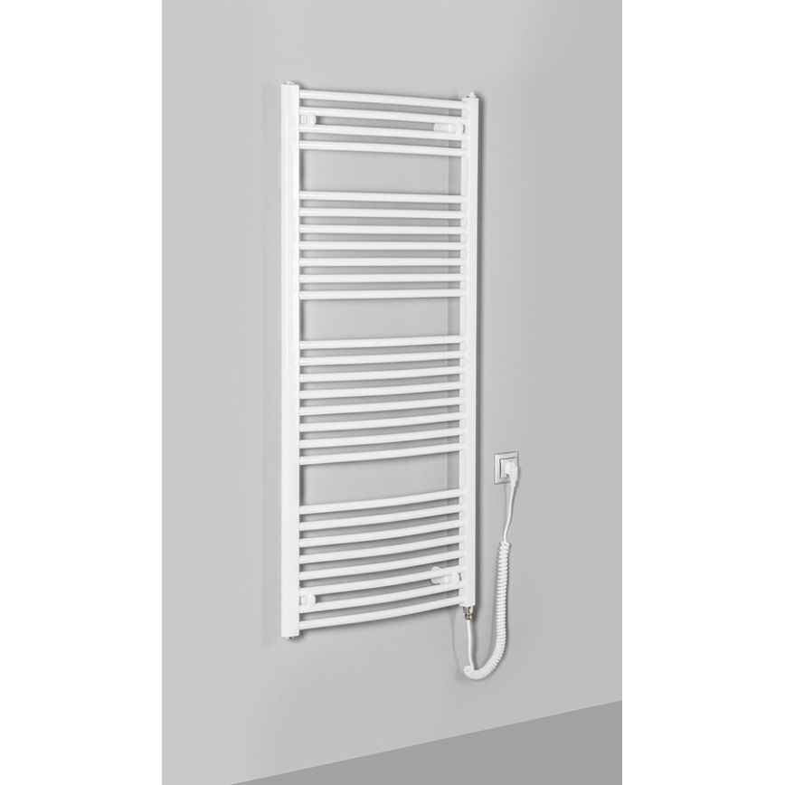 Aqualine - Ηλεκτρική πετσετοκρεμάστρα μπάνιου ORBIT-E, 600 W, 132 x 60 εκ., λευκή, στρογγυλή