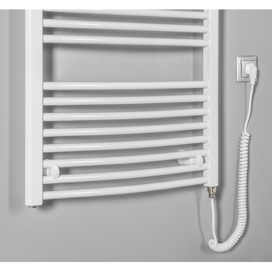 Aqualine - Ηλεκτρική πετσετοκρεμάστρα μπάνιου ORBIT-E, 600 W, 132 x 60 εκ., λευκή, στρογγυλή