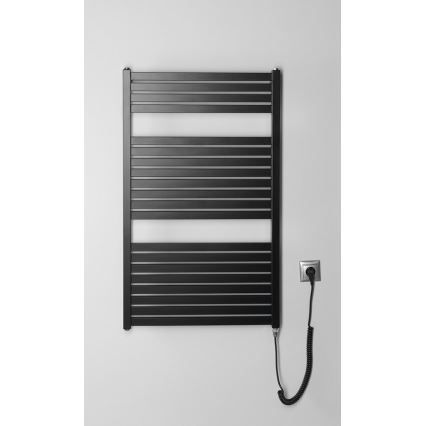 Aqualine - Ηλεκτρική πετσετοκρεμάστρα μπάνιου TONDI-E 400W 97x60 cm μαύρη ματ