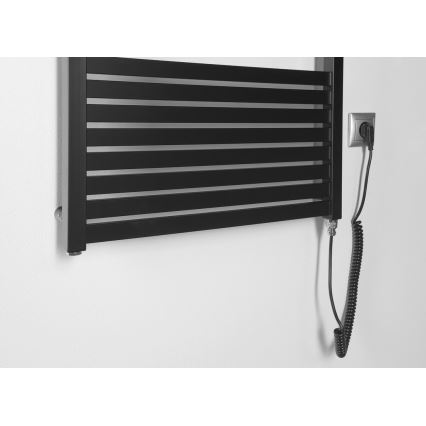 Aqualine - Ηλεκτρική πετσετοκρεμάστρα μπάνιου TONDI-E 600W 133x60 εκ. ματ μαύρο