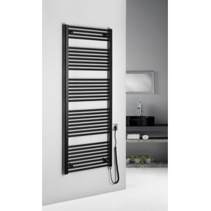 Aqualine - Ηλεκτρικό θερμαντικό σώμα μπάνιου DIRECT-E 800W 168x60 cm ματ μαύρο