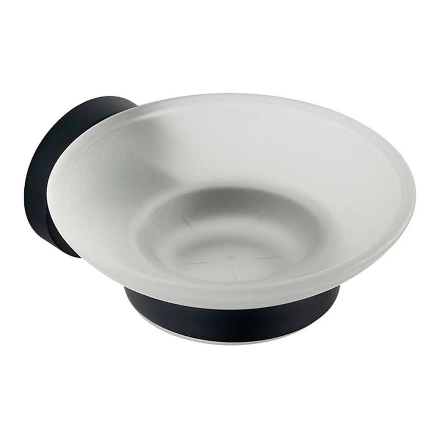 Aqualine - Σαπουνοθήκη τοίχου SAMBA γαλακτερό Γυαλί/ματ μαύρο