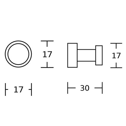 Aqualine - ΣΕΤ 5x Άγκιστρο τοίχου SAMBA ματ μαύρο