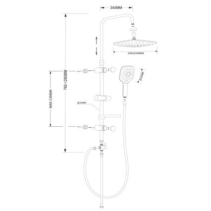 Aqualine - Σετ ντους KERA σε γυαλιστερό χρώμιο