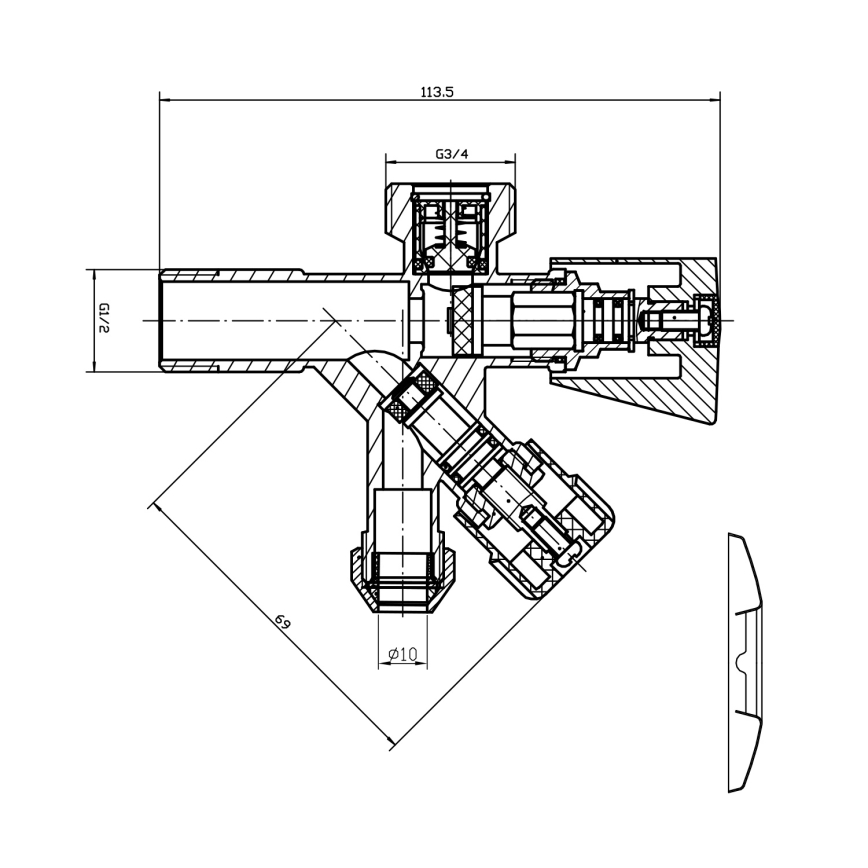 Aqualine - Συνδυαστική βαλβίδα γυαλιστερό χρώμιο