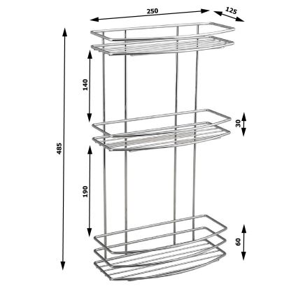 Aqualine - Ράφι μπάνιου 3 θέσεων ΧΡΩΜΙΟ LINE γυαλιστερό χρώμιο