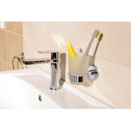 Aqualine - ποτηροθήκη μπάνιου SAMBA γαλακτερό Γυαλί/γυαλιστερό χρώμιο