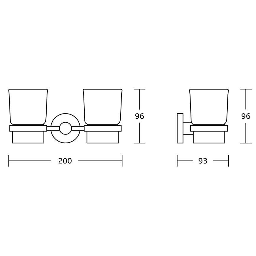 Aqualine - ποτηροθήκη μπάνιου SAMBA γαλακτερό Γυαλί/ματ μαύρο