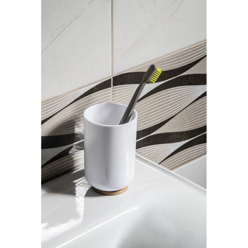 Aqualine - Ποτηροθήκη μπάνιου SNOW λευκό/μπαμπού