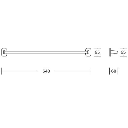Aqualine - Επιτοίχια πετσετοθήκη RUMBA 6,8x64 cm γυαλιστερό χρώμιο