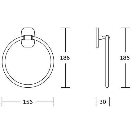 Aqualine - Επιτοίχια πετσετοθήκη RUMBA διάμετρος 15,6 cm γυαλιστερό χρώμιο