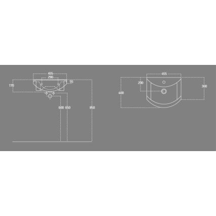 Aqualine - Εντοιχιζόμενος νιπτήρας ZERO 45,5x40 cm κεραμικός/λευκός
