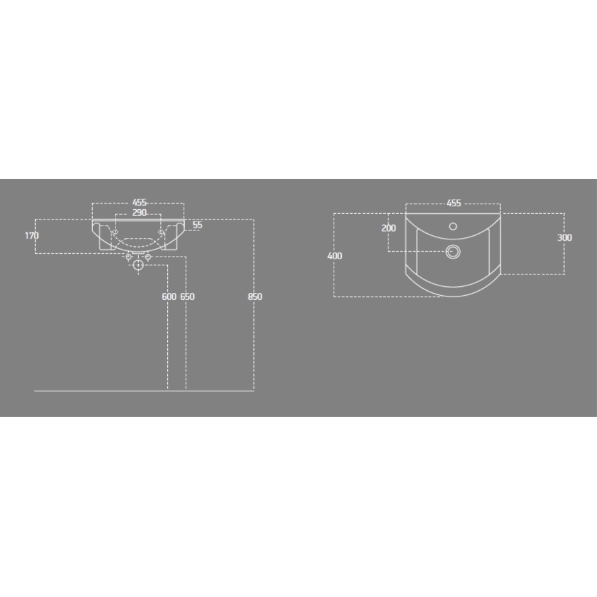 Aqualine - Εντοιχιζόμενος νιπτήρας ZERO 45,5x40 cm κεραμικός/λευκός