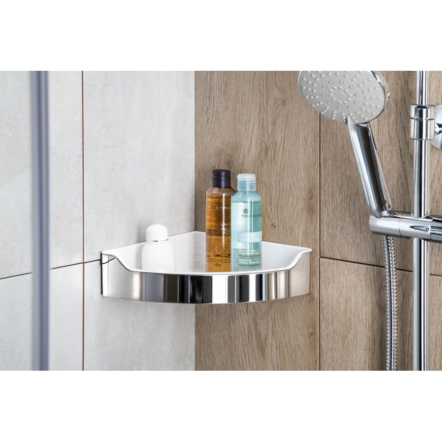 Aqualine - Γωνιακό ράφι μπάνιου SAMBA 21,8x30 cm γυαλιστερό χρώμιο