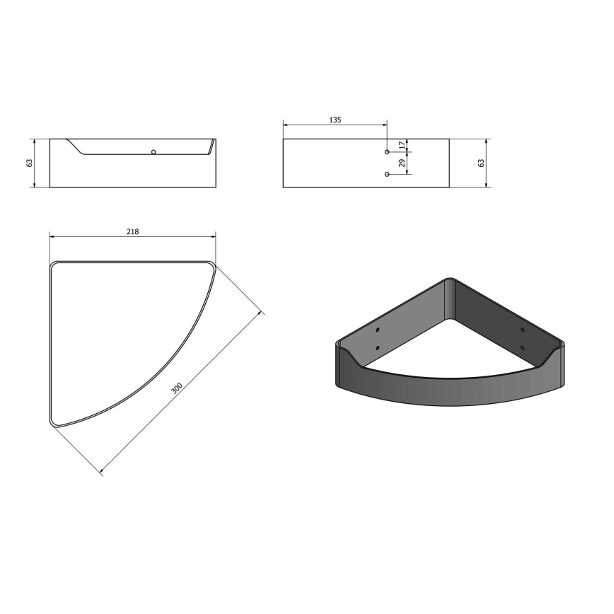 Aqualine - Γωνιακό ράφι μπάνιου SAMBA 21,8x30 cm γυαλιστερό χρώμιο