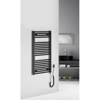 Aqualine - Ηλεκτρική πετσετοκρεμάστρα μπάνιου  DIRECT-E 300W/230V 96 cm ματ μαύρο ευθεία