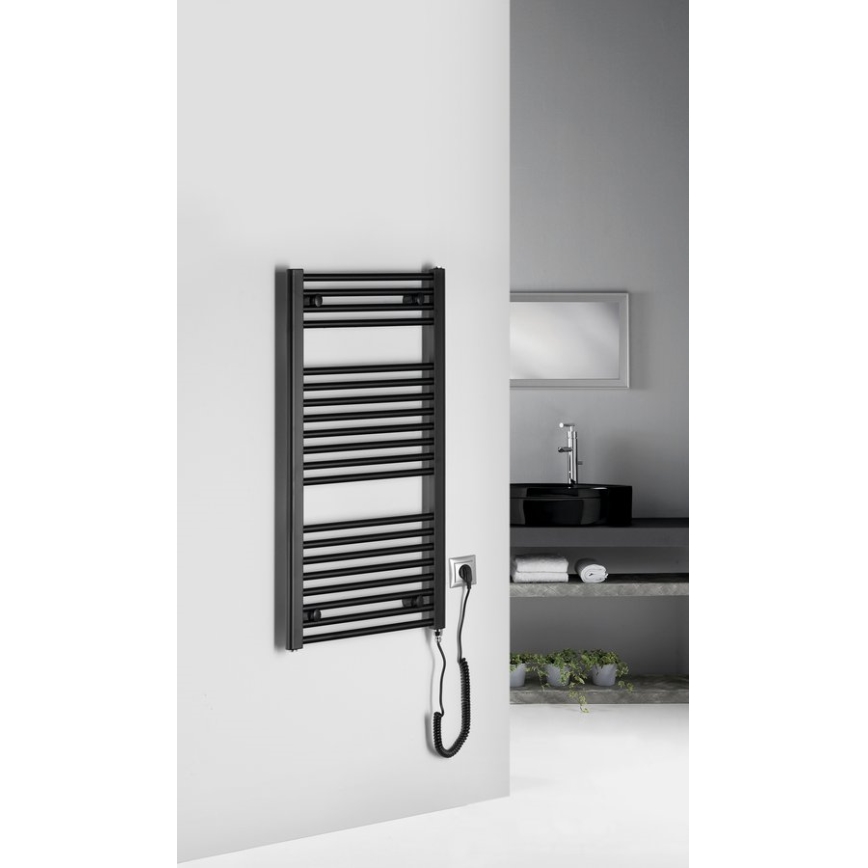 Aqualine - Ηλεκτρική πετσετοκρεμάστρα μπάνιου  DIRECT-E 300W/230V 96 cm ματ μαύρο ευθεία