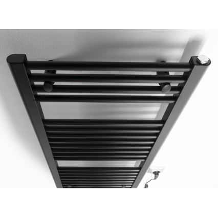 Aqualine - Ηλεκτρική πετσετοκρεμάστρα μπάνιου  DIRECT-E 300W/230V 96 cm ματ μαύρο ευθεία