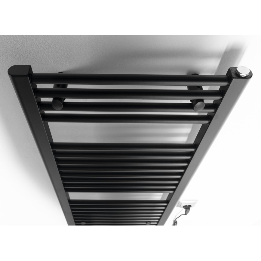 Aqualine - Ηλεκτρική πετσετοκρεμάστρα μπάνιου  DIRECT-E 300W/230V 96 cm ματ μαύρο ευθεία