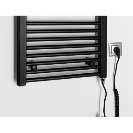 Aqualine - Ηλεκτρική πετσετοκρεμάστρα μπάνιου  DIRECT-E 300W/230V 96 cm ματ μαύρο ευθεία
