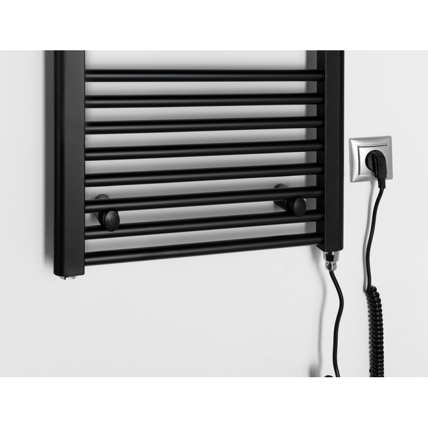 Aqualine - Ηλεκτρική πετσετοκρεμάστρα μπάνιου  DIRECT-E 300W/230V 96 cm ματ μαύρο ευθεία