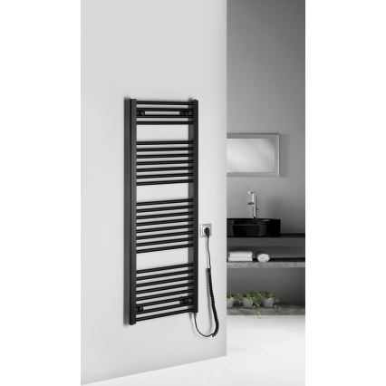 Aqualine - Ηλεκτρική πετσετοκρεμάστρα μπάνιου  DIRECT-E 400W/230V 132 cm ματ μαύρο ευθεία