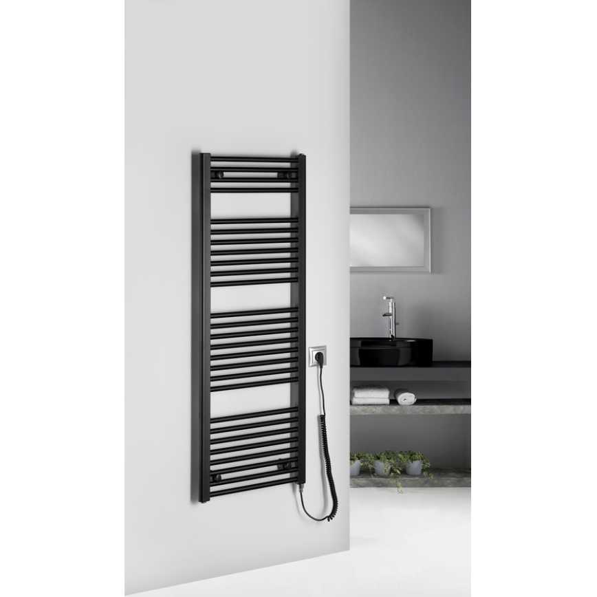Aqualine - Ηλεκτρική πετσετοκρεμάστρα μπάνιου  DIRECT-E 400W/230V 132 cm ματ μαύρο ευθεία