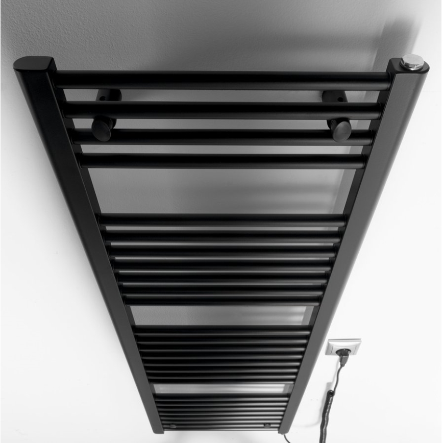 Aqualine - Ηλεκτρική πετσετοκρεμάστρα μπάνιου  DIRECT-E 400W/230V 132 cm ματ μαύρο ευθεία