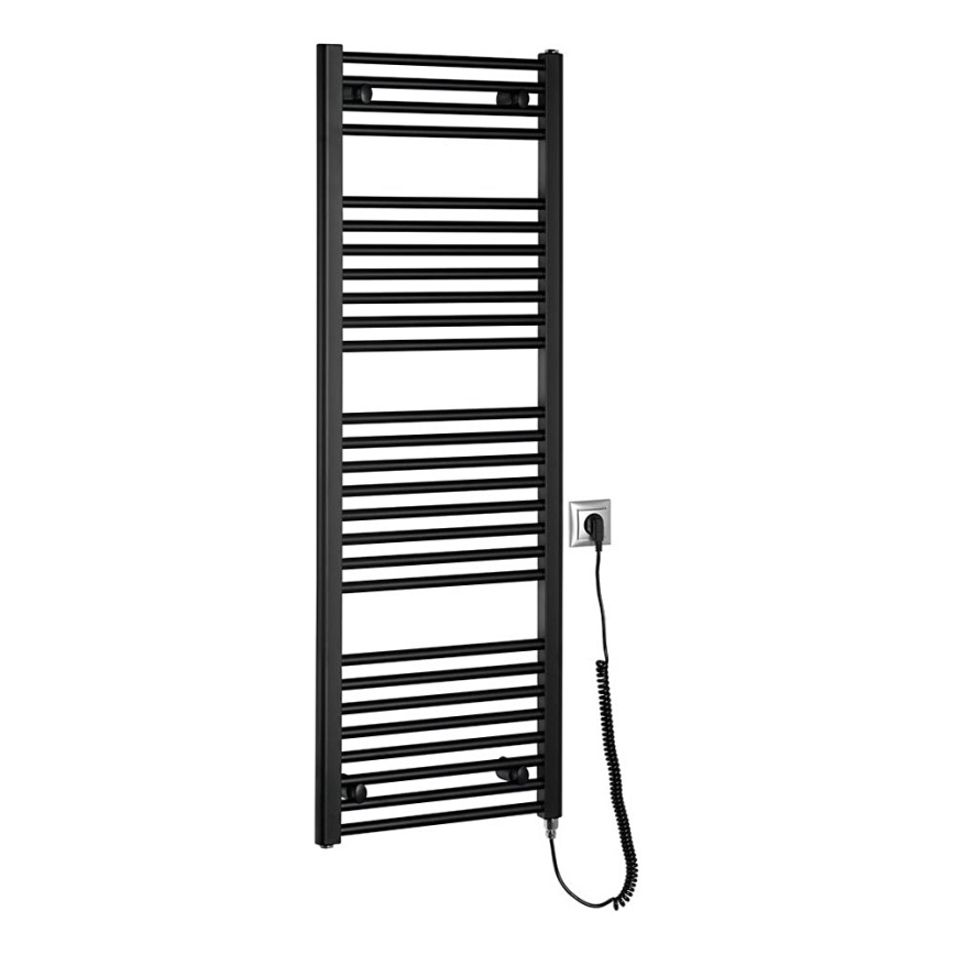 Aqualine - Ηλεκτρική πετσετοκρεμάστρα μπάνιου  DIRECT-E 400W/230V 132 cm ματ μαύρο ευθεία