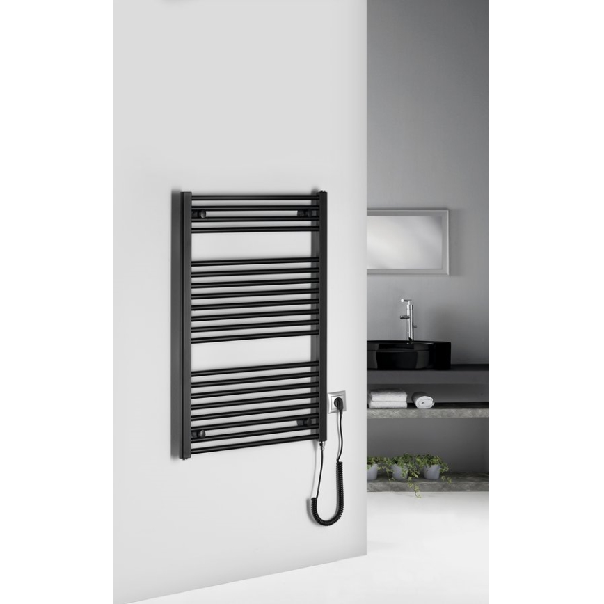 Aqualine - Ηλεκτρική πετσετοκρεμάστρα μπάνιου  DIRECT-E 400W/230V 96 cm ματ μαύρο ευθεία