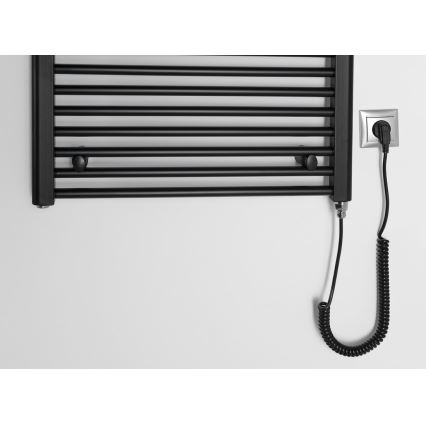 Aqualine - Ηλεκτρική πετσετοκρεμάστρα μπάνιου  DIRECT-E 400W/230V 96 cm ματ μαύρο ευθεία