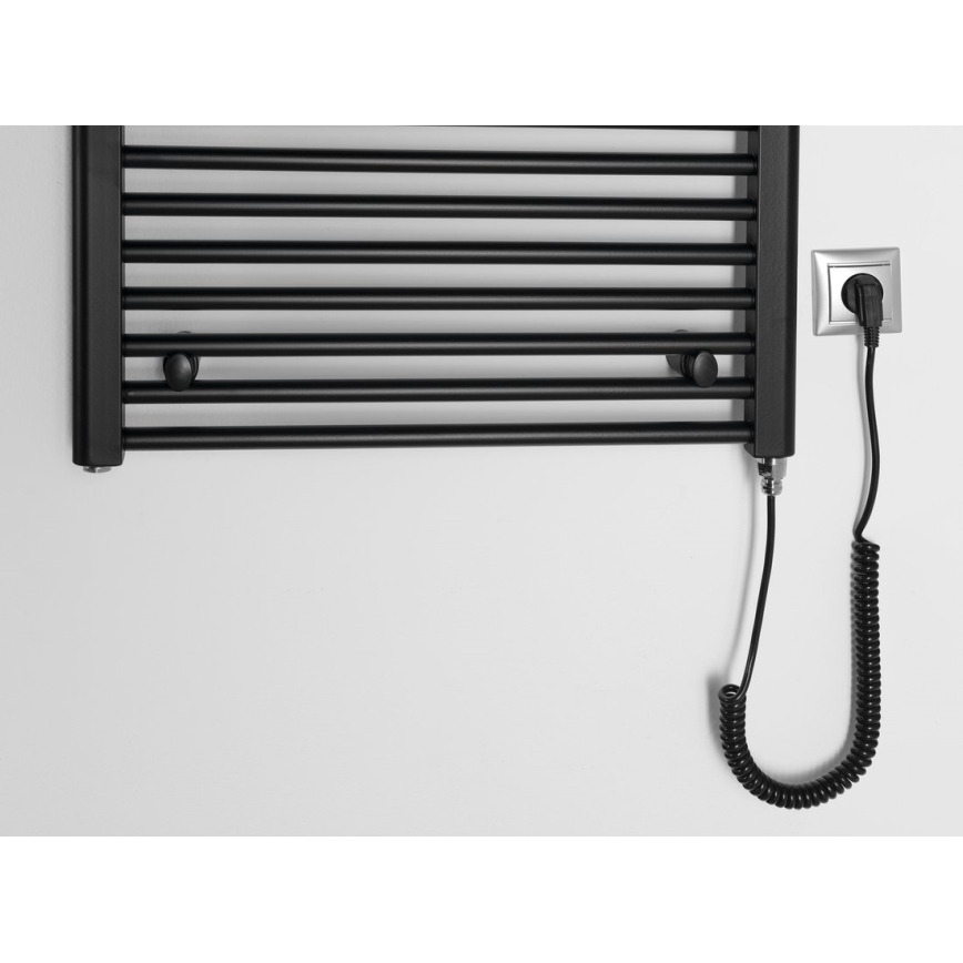 Aqualine - Ηλεκτρική πετσετοκρεμάστρα μπάνιου  DIRECT-E 400W/230V 96 cm ματ μαύρο ευθεία