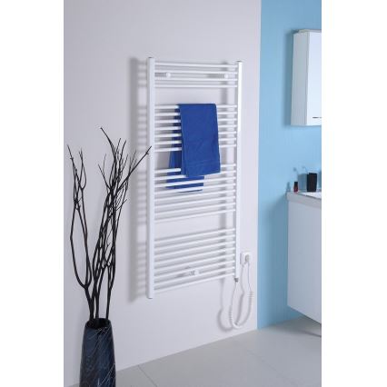Aqualine - Ηλεκτρική πετσετοκρεμάστρα μπάνιου  DIRECT-E 600W/230V 132 cm λευκό ευθεία