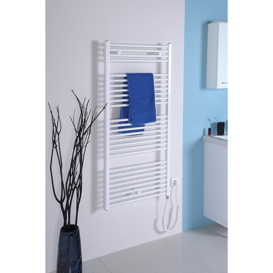 Aqualine - Ηλεκτρική πετσετοκρεμάστρα μπάνιου  DIRECT-E 600W/230V 132 cm λευκό ευθεία