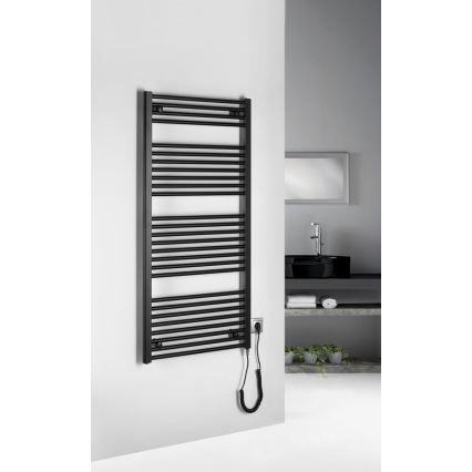 Aqualine - Ηλεκτρική πετσετοκρεμάστρα μπάνιου  DIRECT-E 600W/230V 132 cm ματ μαύρο ευθεία